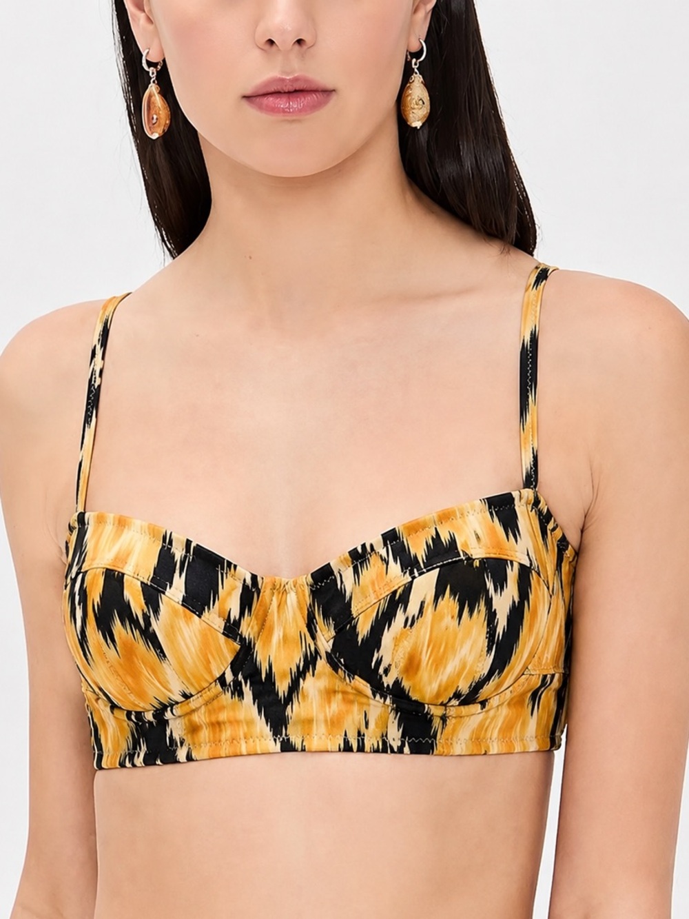 NWT Ulla Johnson Solara Print 2 Piece Swimsuit Bra Cup Top Mid Rise Bottom